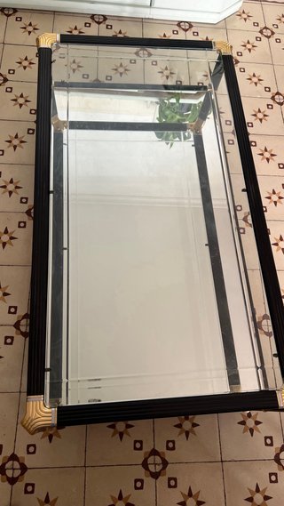 Mesa de centro vintage cristal y metal