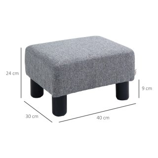 Pouf Poggiapiedi in Tessuto Effetto Lino Grigio