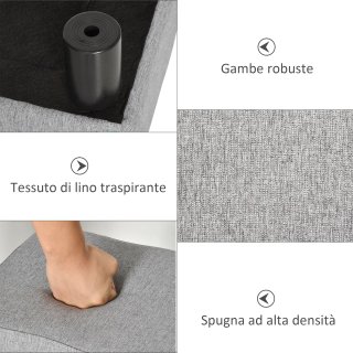 Pouf Poggiapiedi in Tessuto Effetto Lino Grigio