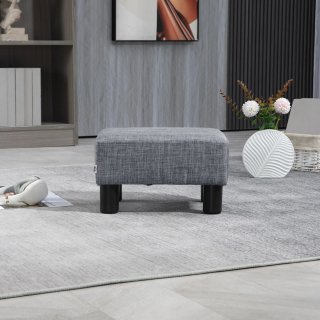 Pouf Poggiapiedi in Tessuto Effetto Lino Grigio