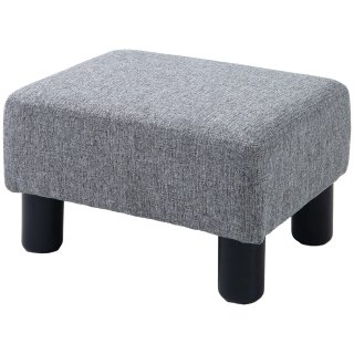 Pouf Poggiapiedi in Tessuto Effetto Lino Grigio
