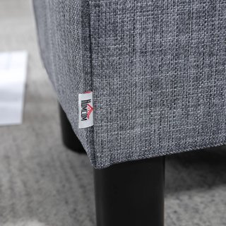 Pouf Poggiapiedi in Tessuto Effetto Lino Grigio
