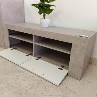 Mueble TV 2 Puertas 120cm Gris y Blanco