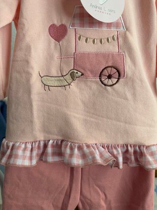 Conjunto bebé rosa con perrito