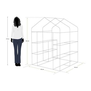 Invernadero de PVC y acero New Leaf con 4 estantes de 143x143x195 cm
