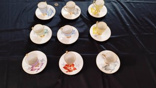 Juego 6 Tazas y Platos Limoges Flores Oro