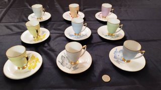 Juego 6 Tazas y Platos Limoges Flores Oro