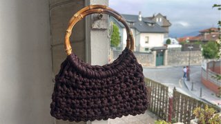 Bolsos Crochet con Asas de Bambú y Madera