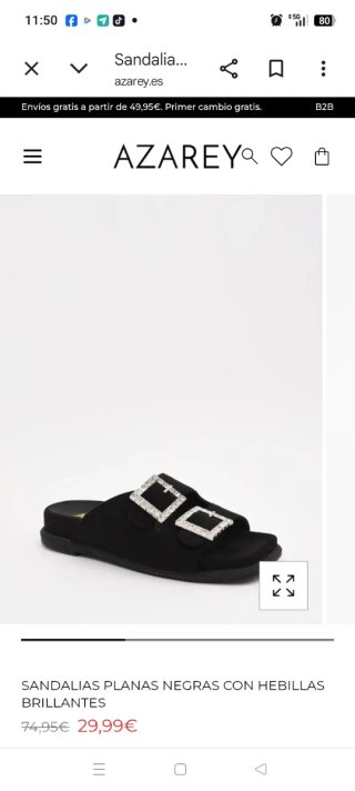 Sandalias Azarey Negras Talla 36