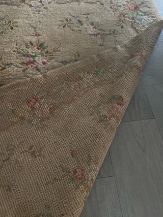 Alfombra antigua lana floral beige