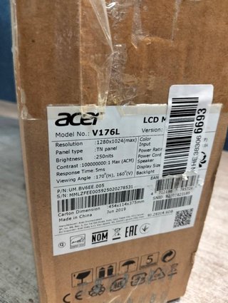 Monitor Acer V6 V176L 17'' SXGA 75Hz TN con altoparlanti