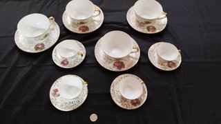 4 Tazas y 4 Platillos Digoin Sarreguemines
