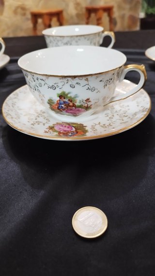 4 Tazas y 4 Platillos Digoin Sarreguemines