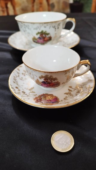 4 Tazas y 4 Platillos Digoin Sarreguemines