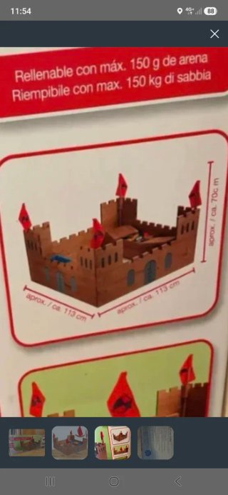 Cajón arena castillo infantil madera