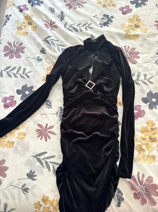Vestido Bershka Terciopelo Negro