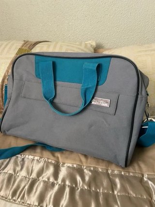 Saco para portátil Nu Skin cinza e turquesa