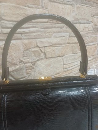 Borsa vintage pelle lucida nera