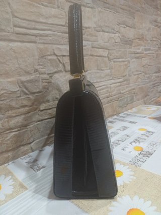 Borsa vintage pelle lucida nera