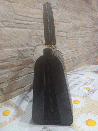 Borsa vintage pelle lucida nera