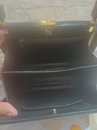 Borsa vintage pelle lucida nera