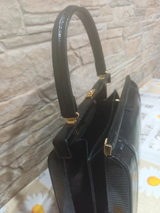 Borsa vintage pelle lucida nera