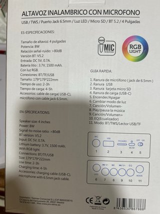 Altavoz Karaoke Stima SKA-A388 RGB Micrófono