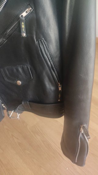 Chaqueta Biker Cuero AMI Madrid Vintage Talla M