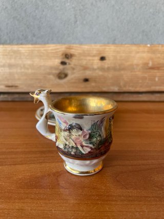 Tazzina e piattino porcellana Capodimonte vintage