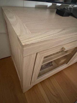 Mueble TV madera y cristal