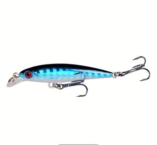 Señuelo de pesca azul y plateado