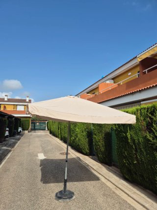 Sombrilla grande jardín/terraza + base de hierro
