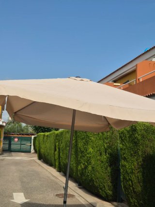Sombrilla grande jardín/terraza + base de hierro