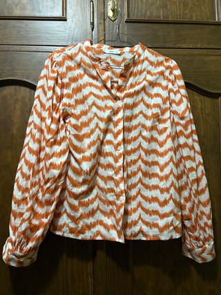 Blusa Mango Naranja y Blanca Talla S