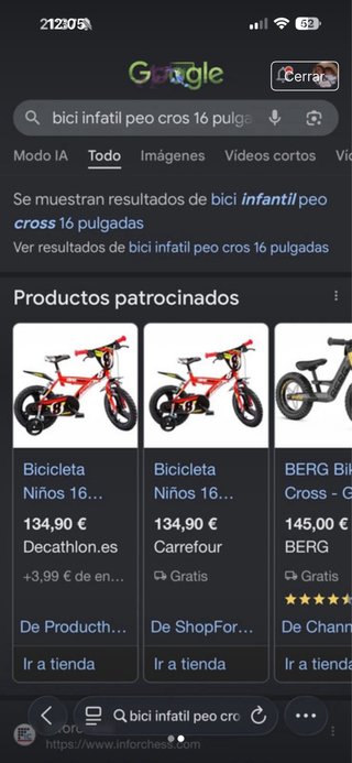 Bici infantil 16 pulgadas niño Practicamente nueva