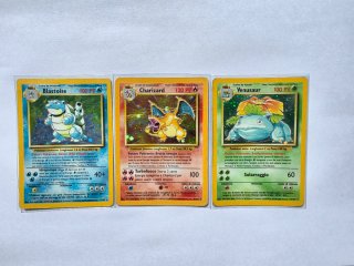 Carte Pokemon Charizard, Blastoise, Venusaur 1999