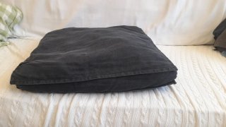 Cojín Puff Cuadrado Tela Gris oscuro