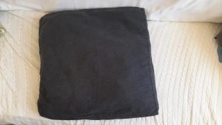 Cojín Puff Cuadrado Tela Gris oscuro