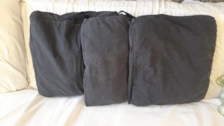 Cojín Puff Cuadrado Tela Gris oscuro