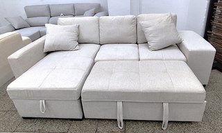 Sofá Cama Chaise Longue 250 cm + 2 Puff + Arcón