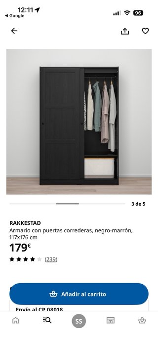 Armario RAKKESTAD IKEA Negro/Marrón Madera