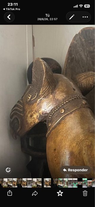 Figura Arte Africano Animal Bronce
