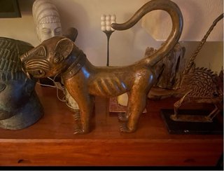 Figura Arte Africano Animal Bronce