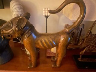 Figura Arte Africano Animal Bronce