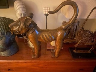 Figura Arte Africano Animal Bronce