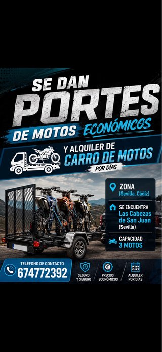 Alquiler Carro Portamotos 3 Motos