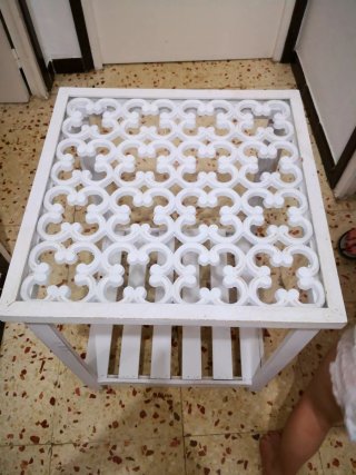 Mesita auxiliar cristal y madera