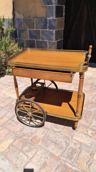 Carrito bar mesa camarera vintage madera metal