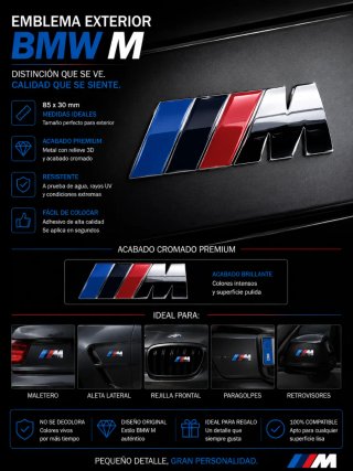Emblema BMW M Cromado 3D