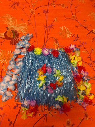 Disfraz Hawaiano Falda Azul Flores